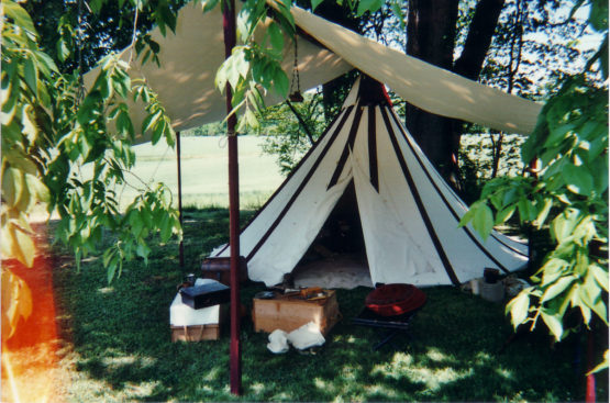 Conical striped tent