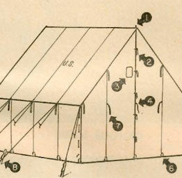 line drawing of small wall tent