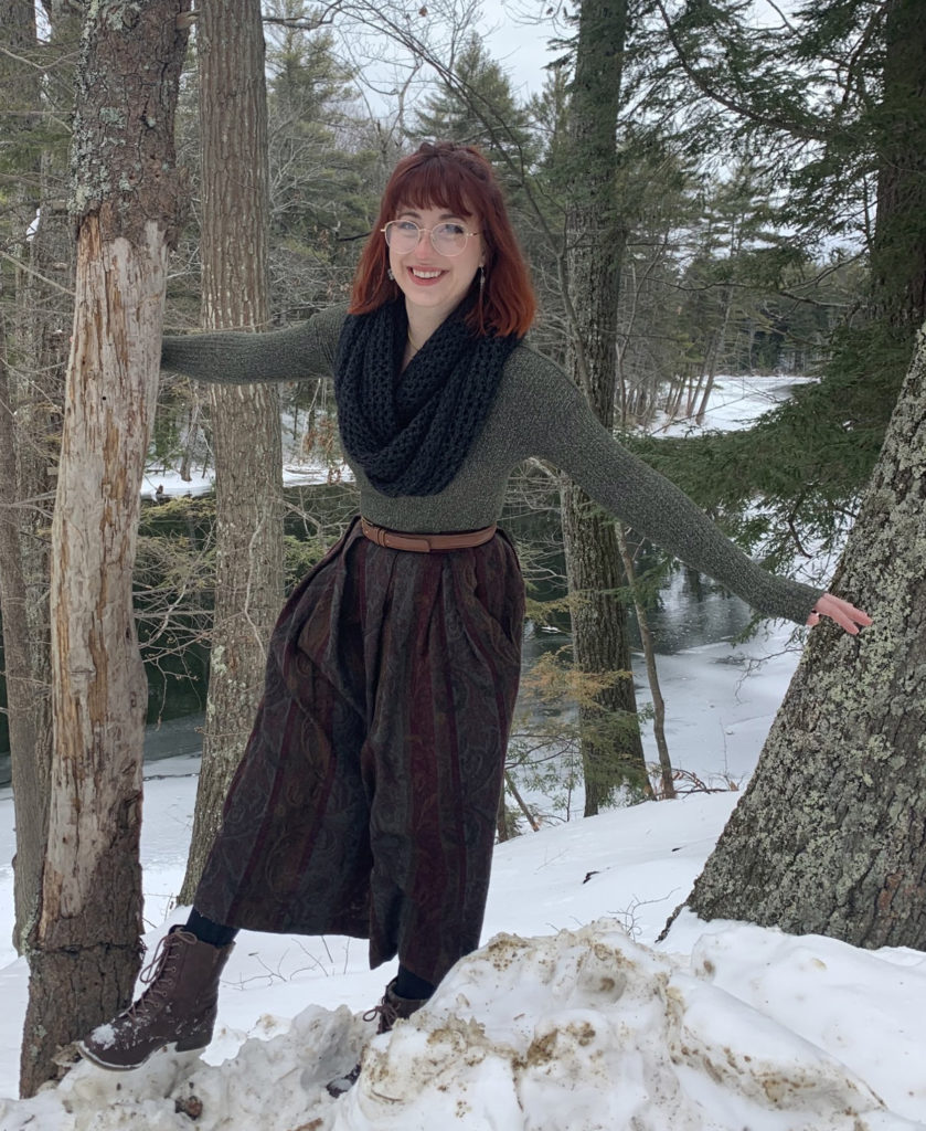 Meet the Tentsmiths Crew – Allison Person in the snowy woods