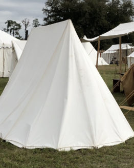 back of a white canvas tent among other white canvas tents